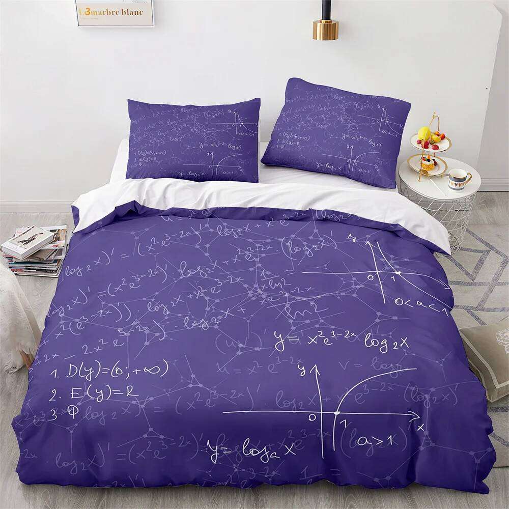 Modern Duvet Cover School Genius Smart Student Math Geometry Science Number Formule Image Decorative Polyester Bedding Set H260312 - view 6