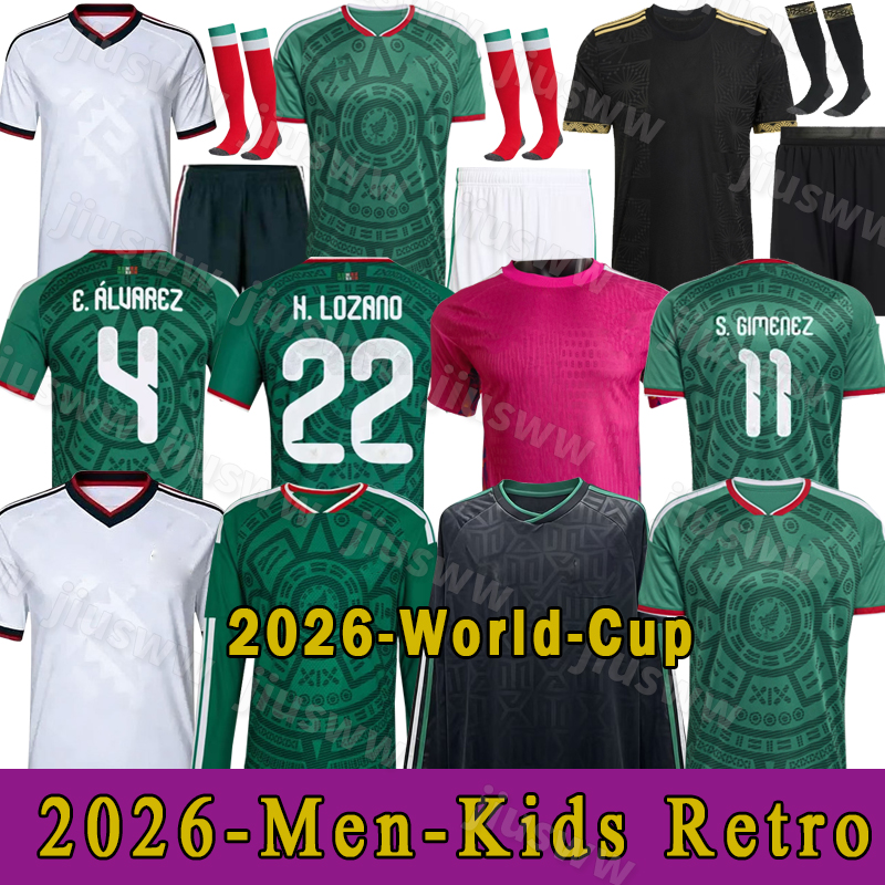 Green Mexicos jersey 2026 World Cup Home away Kit soccer jerseys A. VEGA C. HUERTA L. ROMO RAUL football shirts men kids kit set Third goalkeeper training uniform women