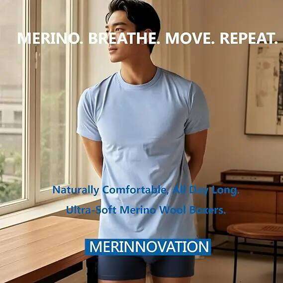 100% Briefs Mens Merino Wool Underwear Boxer Shorts Everyday Soft Breathable Anti-Odor Sports Fitness Boxers