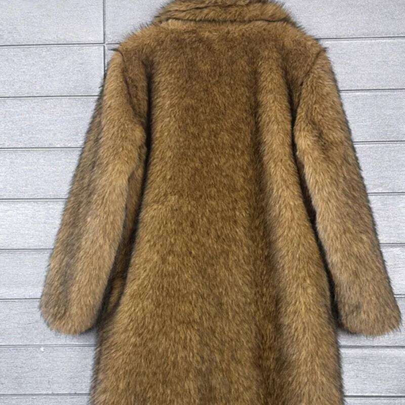 Imitation Solid Color 2025 New Winter Thick Faux Fox Loose Lapel Fur Coat For Women H45 Z260313