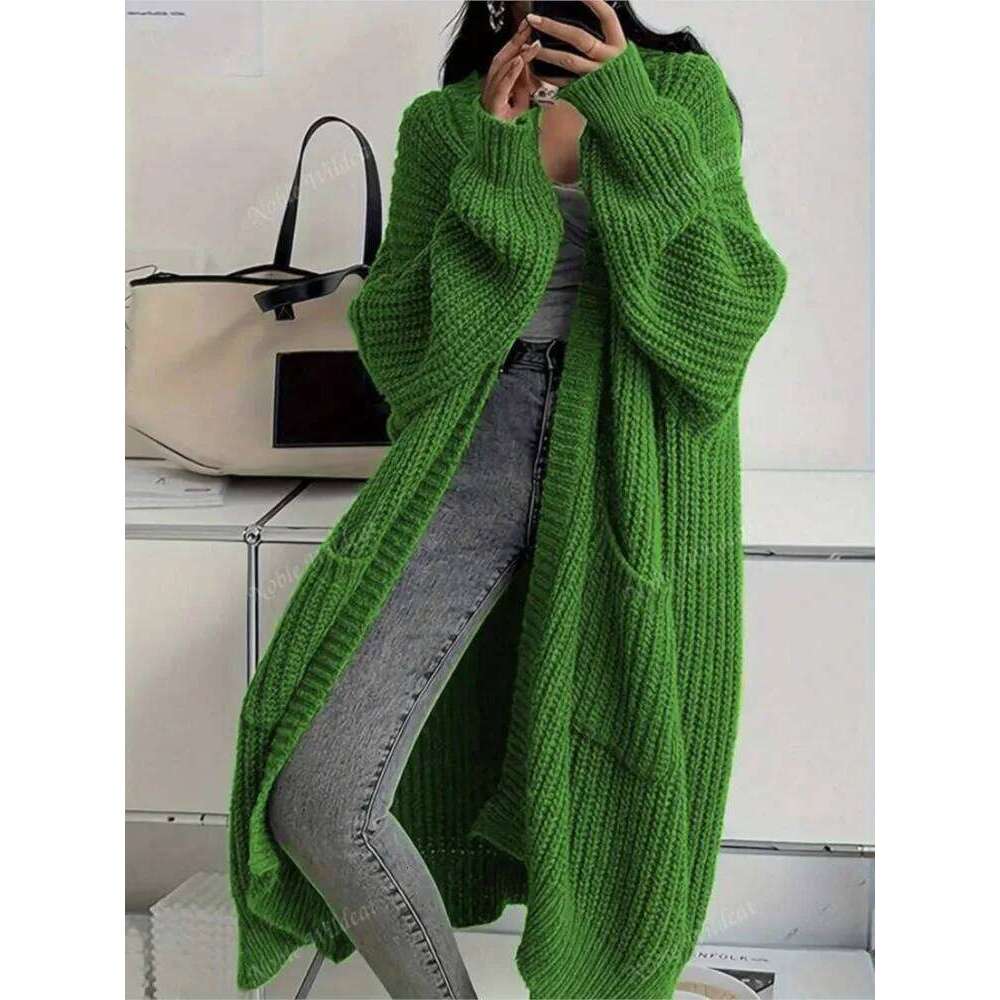 Woman's Knitted Casual Coat Autumn Winter Fashion Long Sleeves With Pocket Cardigan Sweater Ladies Comfort Warm Sweaters