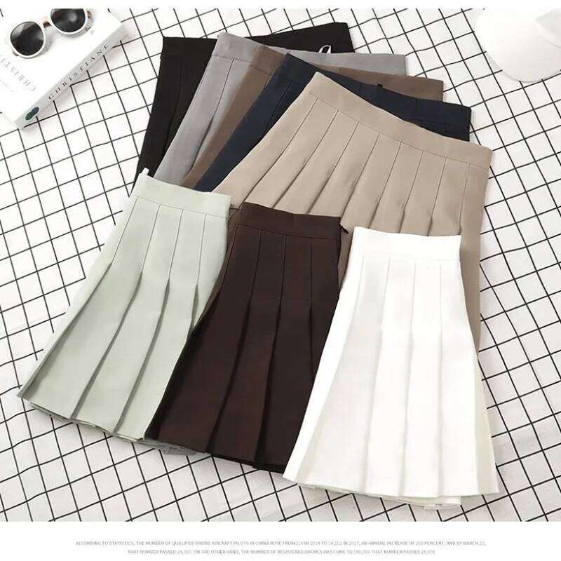 Brown Ladies 2025 Summer Clothes Women's High Waist Harajuku Korean Style Black Mini Pleated Skirt For School Girl Uniform Z260314