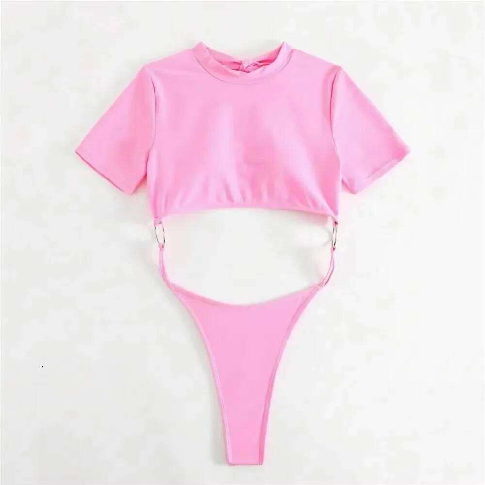 Sexy Micro Thong Swimwear Women One Piece Swimsuits 2025 Cut Out Monokini Backless Bathing Suit Blue Bikini Bathers Beach Wear Y260303