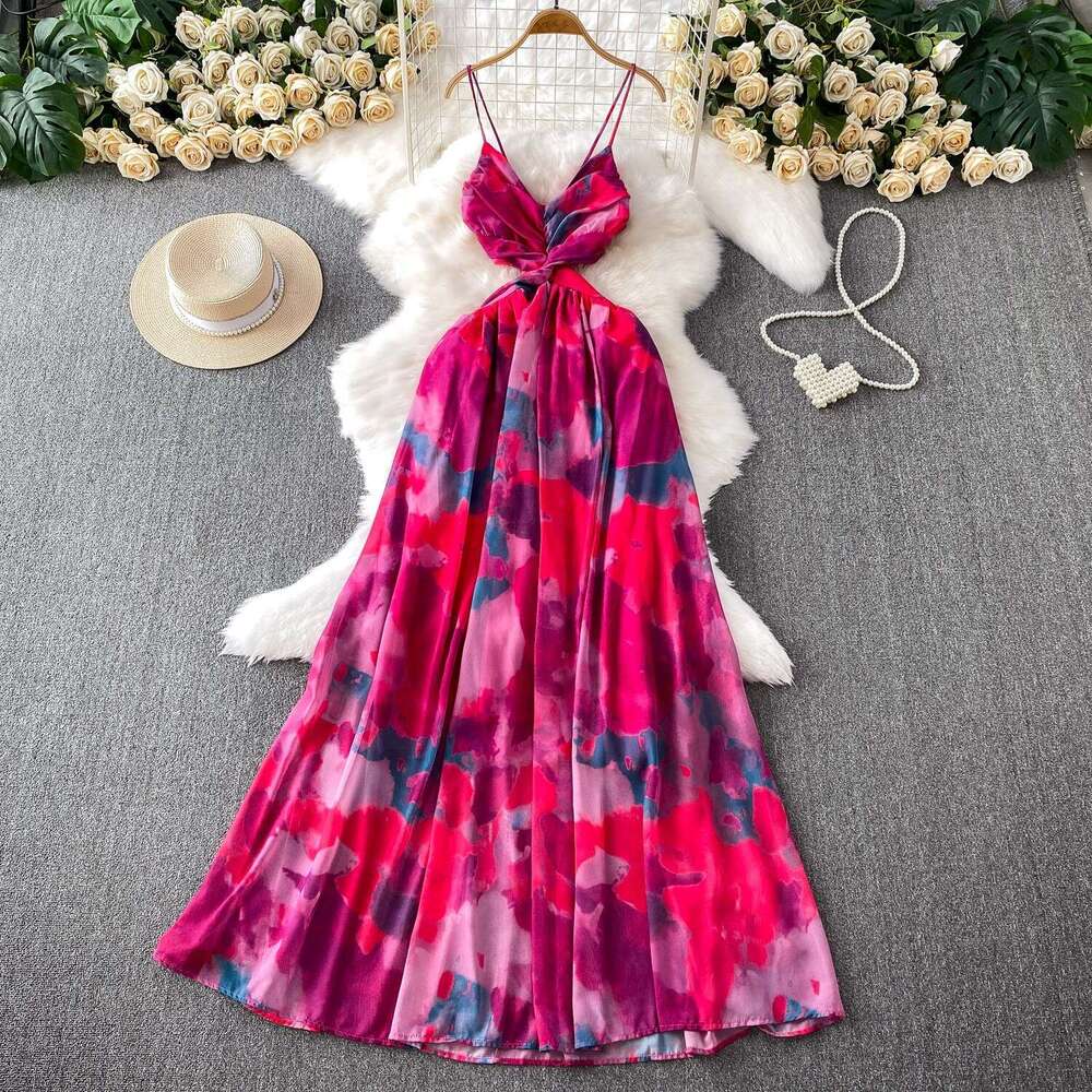 Seaside vacation style beach skirt with feminine design featuring cross twisted a21 details, waist and shoulder straps, and a large hem