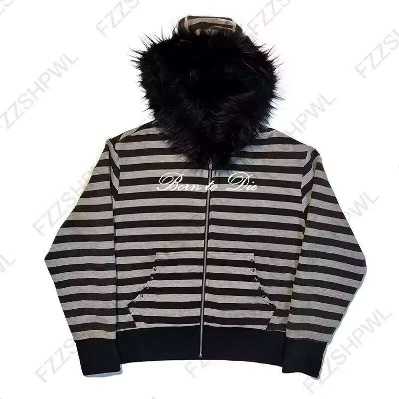 American Retro Y2k Harajuku Millennium Grey Design Sense Printed Hooded Hip-hop High Street Punk Style Sweatshirt Top Z260314