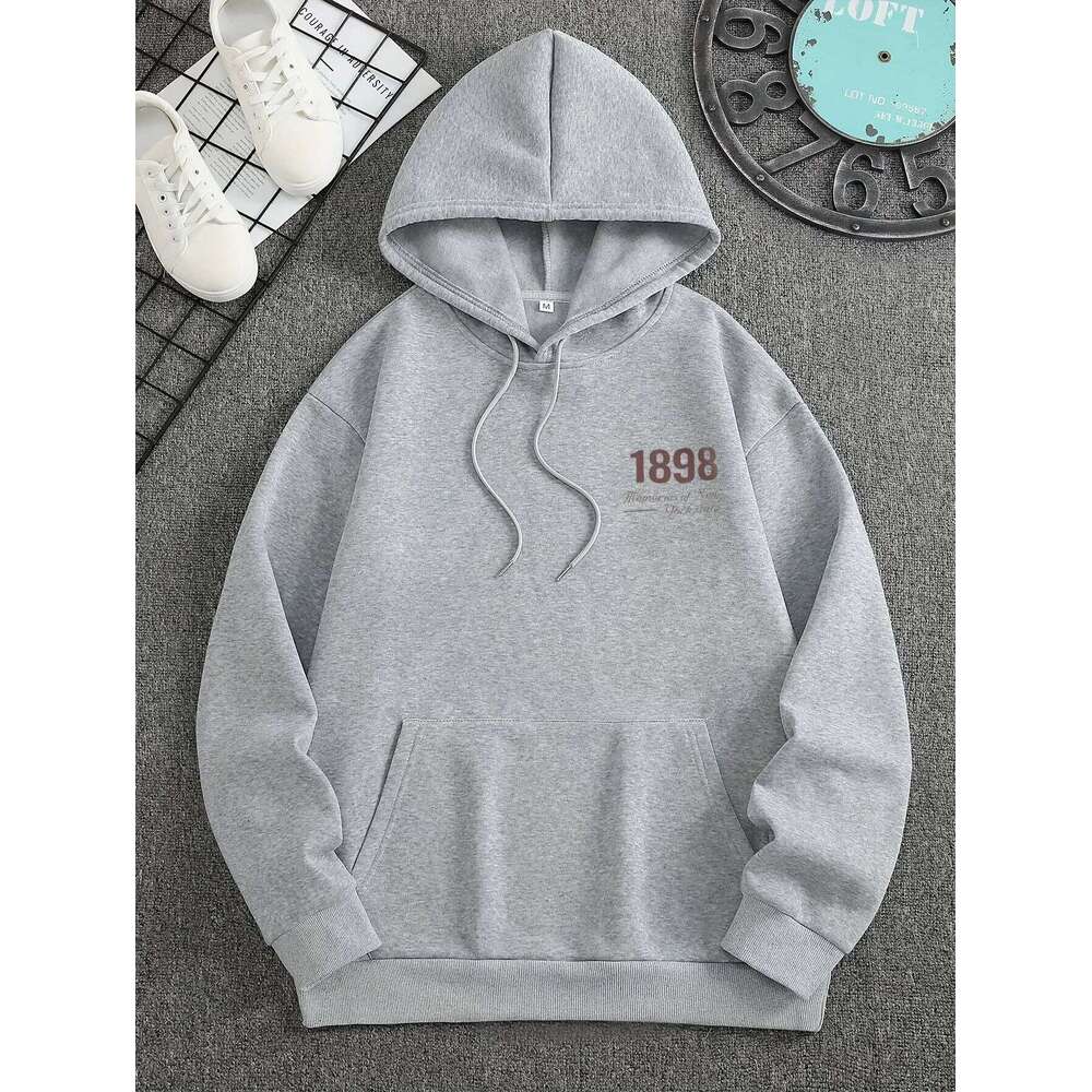 2025 Retro Brooklyn 1898 Print Trendy Cool Men Women Hooded Sweatshirt Autumn Winter Daily Outdoor Casual Loose Warm Sportswear Z260314
