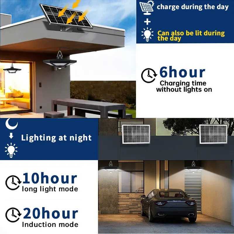 Solar Shed Light Solar Pendant Light For Indoor Outdoor 180 LED 1000LM Solar Lamp With Remote Control for Barn Gazebo Garage H260313