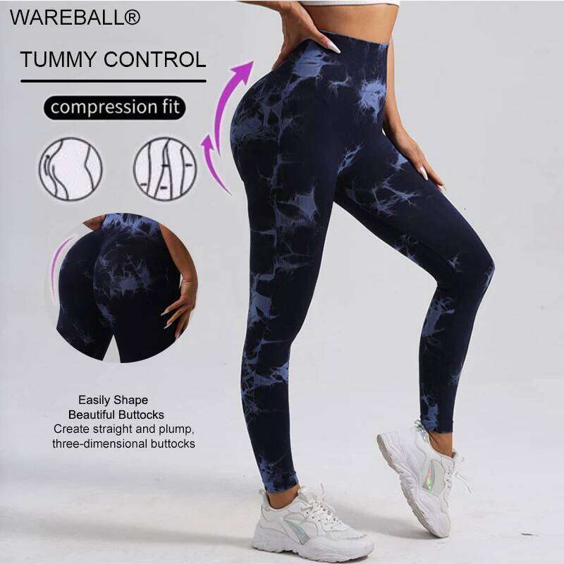 WAREBALL New Fashion Tie Dye Yoga Pants Gym Leggings Women Seamless High Waist Push Up Sport Tights Fitness Workout Leggins 26Y0313