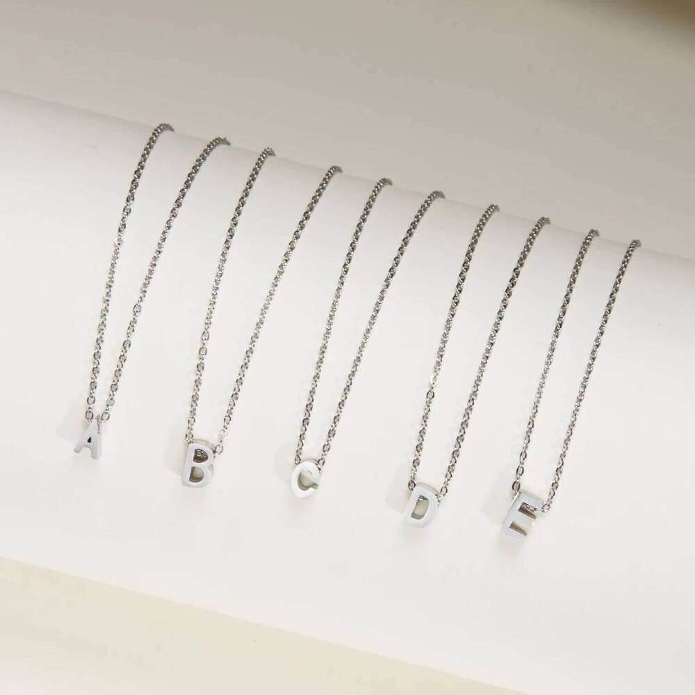 Silver Color Tiny A-Z Initial Letter Necklace for Women Stainless Steel 26 Alphabet Name Pendant Necklaces Jewelry Birthday Gift H260312