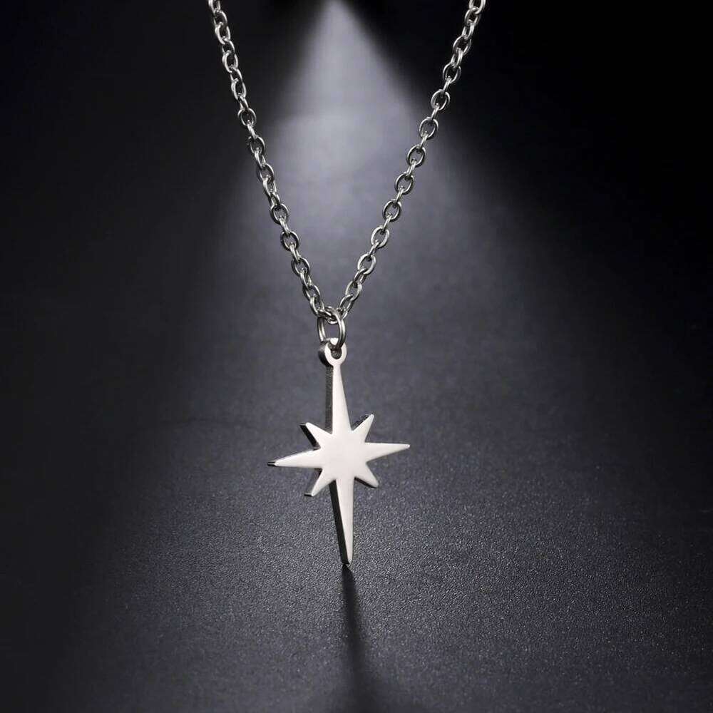 Lemegeton Simple North Star Pendant Fashion Women's Necklace Stainless Steel Starlight Choker Jewelry r Party Gift H260312