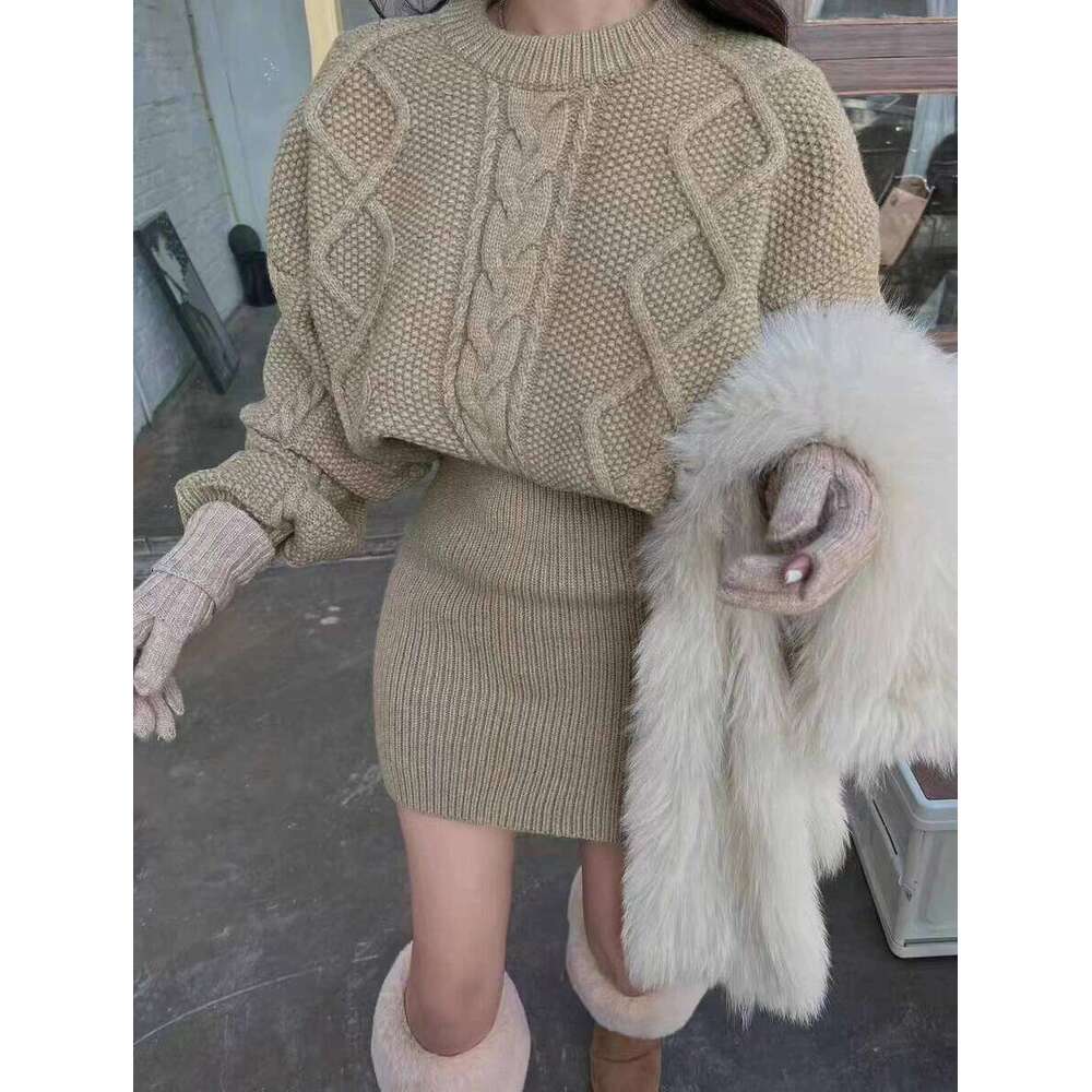 Bodycon Knit Chunky Cable-knit Long Sleeve Ribbed Mini Sweater Dress Women Autumn Winter Outfit Z260314