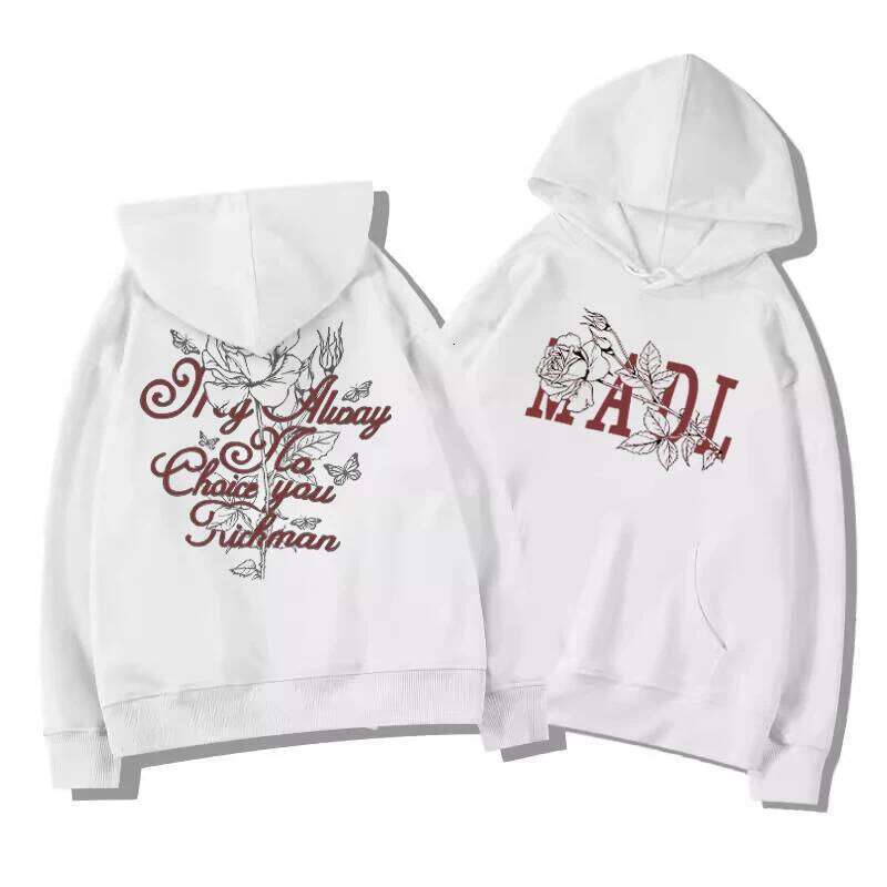 Autumn Winter Best-selling Rose Letter Print Men Women Hooded Sweatshirt Outdoor Vacation Fitness Casual Loose Warm Sportswear Z260314