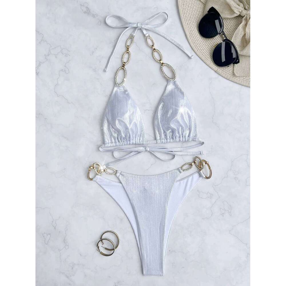 Sexy Shiny Bikinis Women 2026 New Push Up Bikini Set Swimwear Two Piece Thong Swimsuits Bathing Suit Beachwear Summer Vacation Y260303