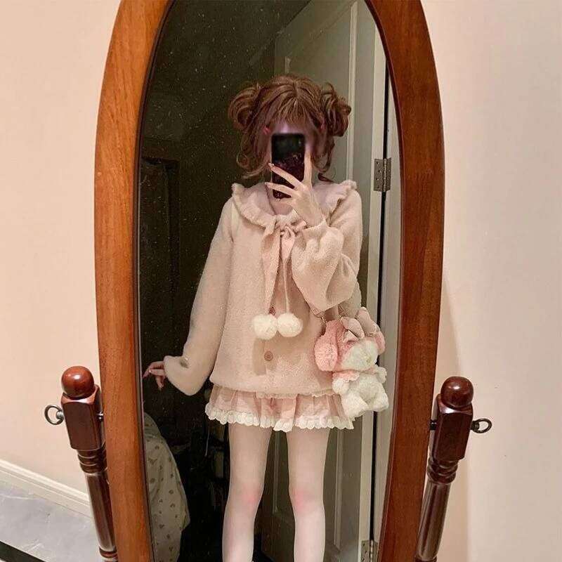 Harajuku Sweet Knitted Sweater Tops Women 2025 Autumn Winter New Casual Loose Cardigan Y2k E-Girl Long Sleeve Kawaii Pullover Z260313