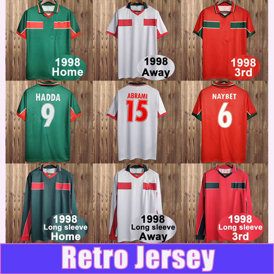 1994 1998 Morocco ABRAMI Retro Mens Soccer Jerseys National Team NAYBET HADDA Home Away 3rd Football Shirts Long Sleeve Vintage Uniforms