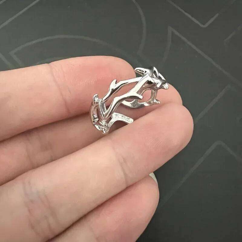 Fashion Goth Double Layer Rose Couple Rings for Men Women Retro Opening Stainless Steel Thorns Punk Finger Ring Jewelry Y2k Gift H260312