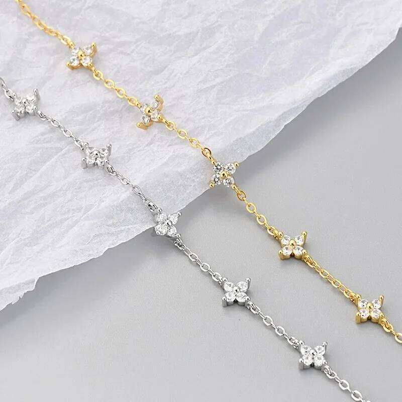 925 Sterling Silver Shiny Zircon Flower Bracelets For Women Charm Temperament Chain Bracelet Party Wedding Jewelry Holiday Gifts Z260313