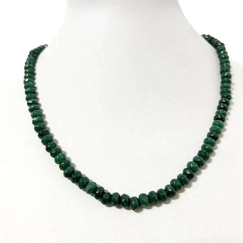 4*6MM Faceted Green Emerald Jade Necklace for Women Natural Stone Bead Choker Collares Abacus Gift Jewelry H260312