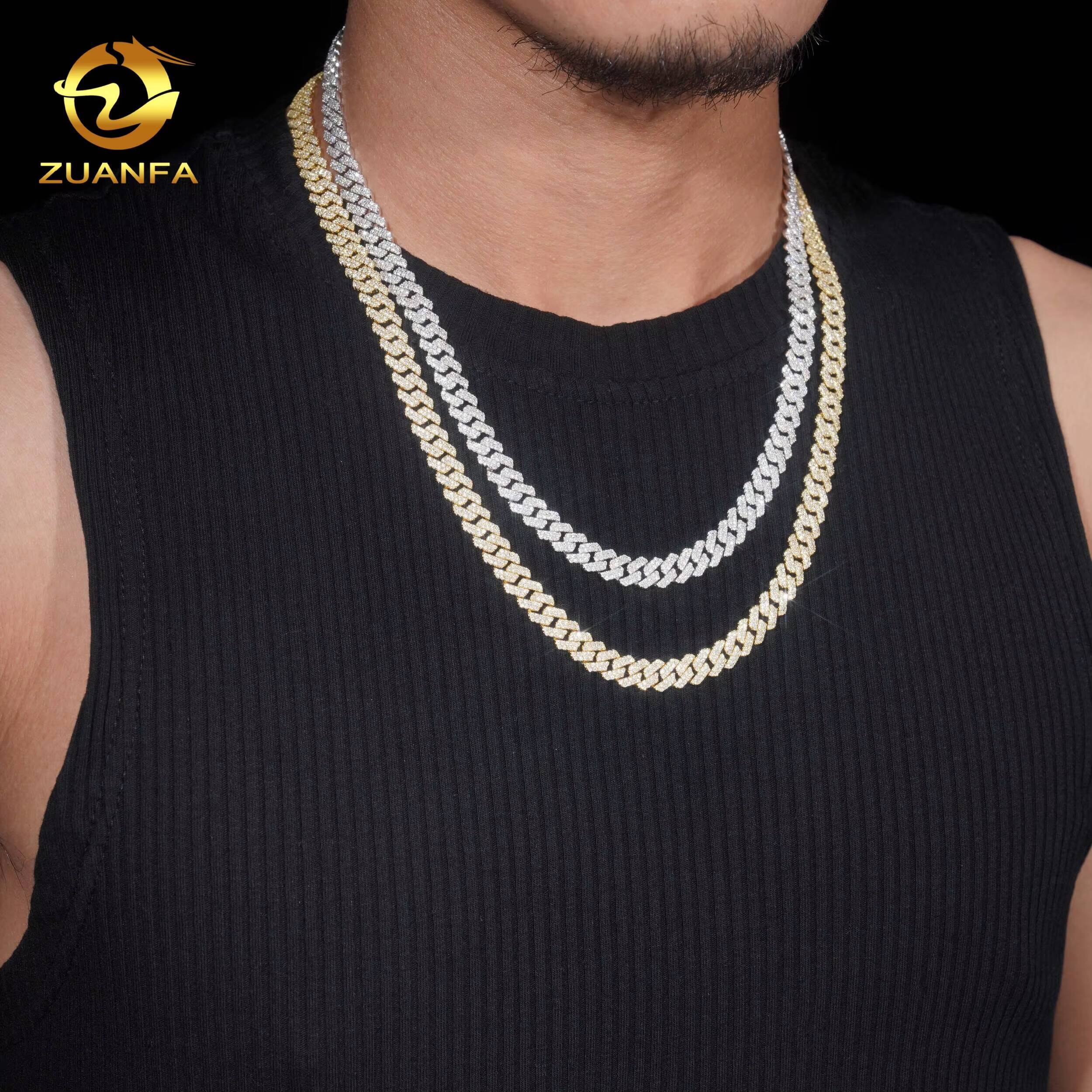 Ready to Ship Classic 8mm Cuban Link Chain Moissanite Hip Hop Jewelry 925 Silver Iced Out Cuban Link Necklace Pass Diamond Chain