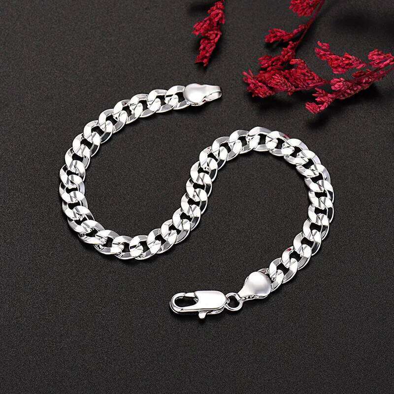 New original 925 Sterling Silver pretty 7MM chain bracelets for man women luxury fashion jewelry wedding party gifts Z260313