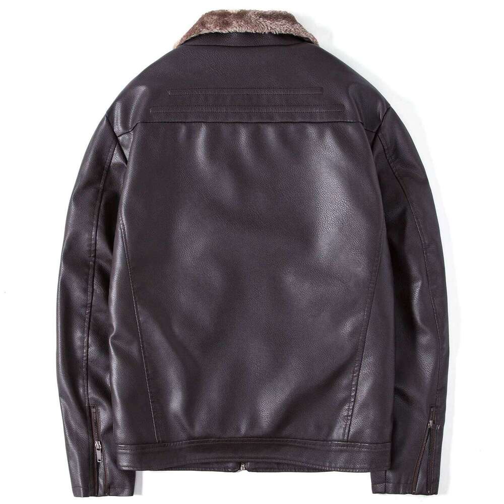 Fashion Men's PU Leather Winter Thickened Plush Lining Retro Bomber Jacket for Men Business Casual Coat Z260313