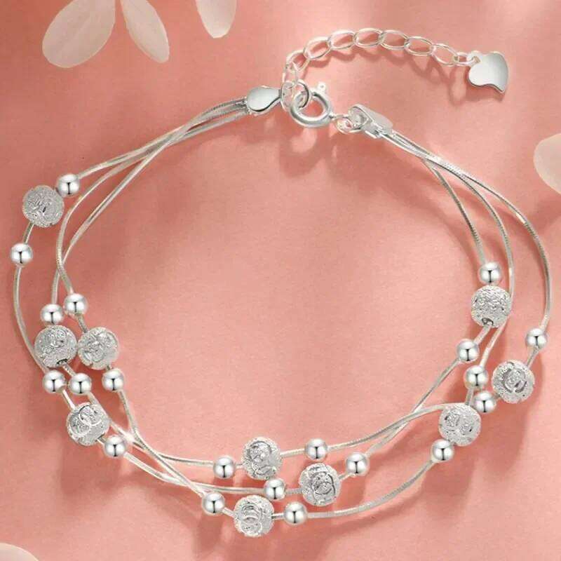 925 Sterling Silver Bracelet Woman Vintage Luxury Adjustable Bead Bracelets Fashion Original Jewelry Party Wedding Gift Z260313
