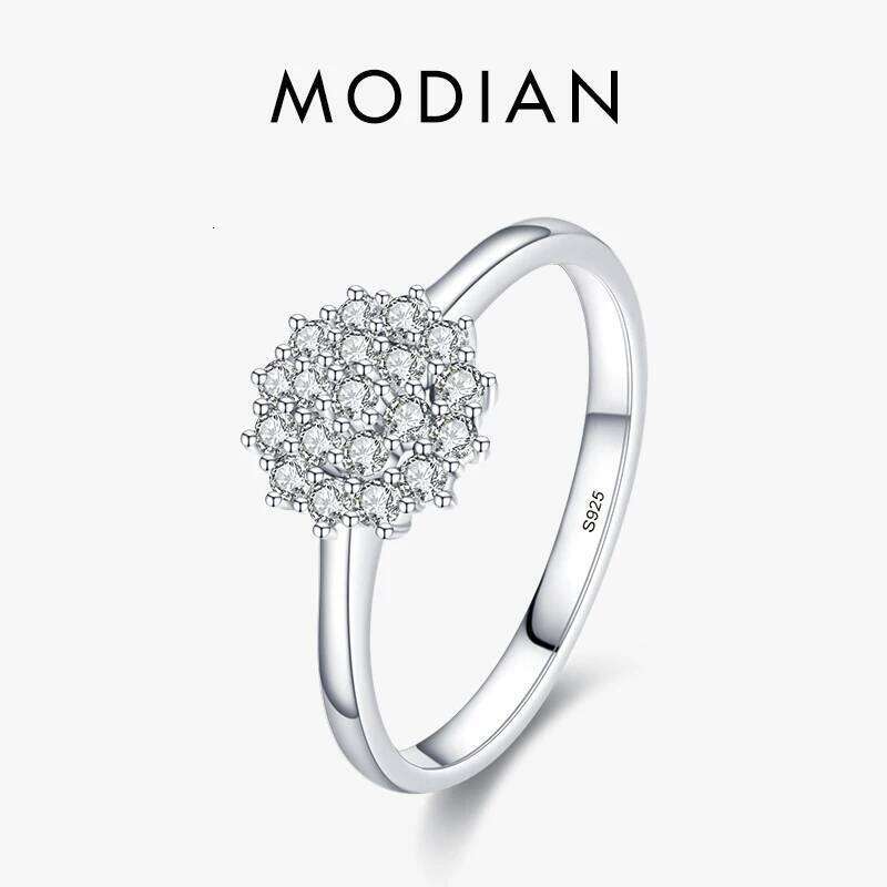 Modian 925 Sterling Silver Classic Sparkling Simple CZ Finger Ring Platinum Plated Wedding Jewelry For Women Anniversary Gift H260312