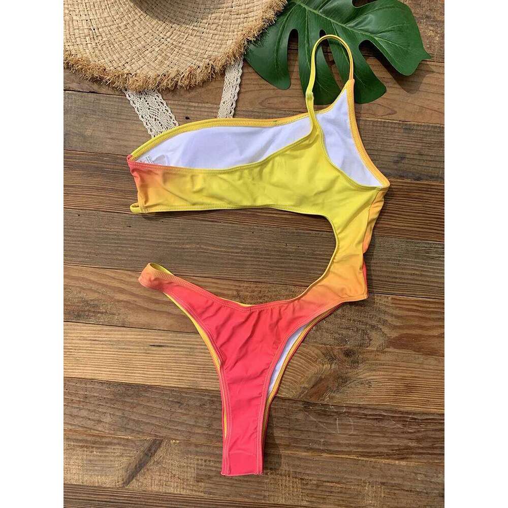 Sexy Cut Out One Piece Swimsuit for Women 2023 New Backless Mini Monokini Swimwear Women's Bathing High Leg Whole Swim Suit Y260303