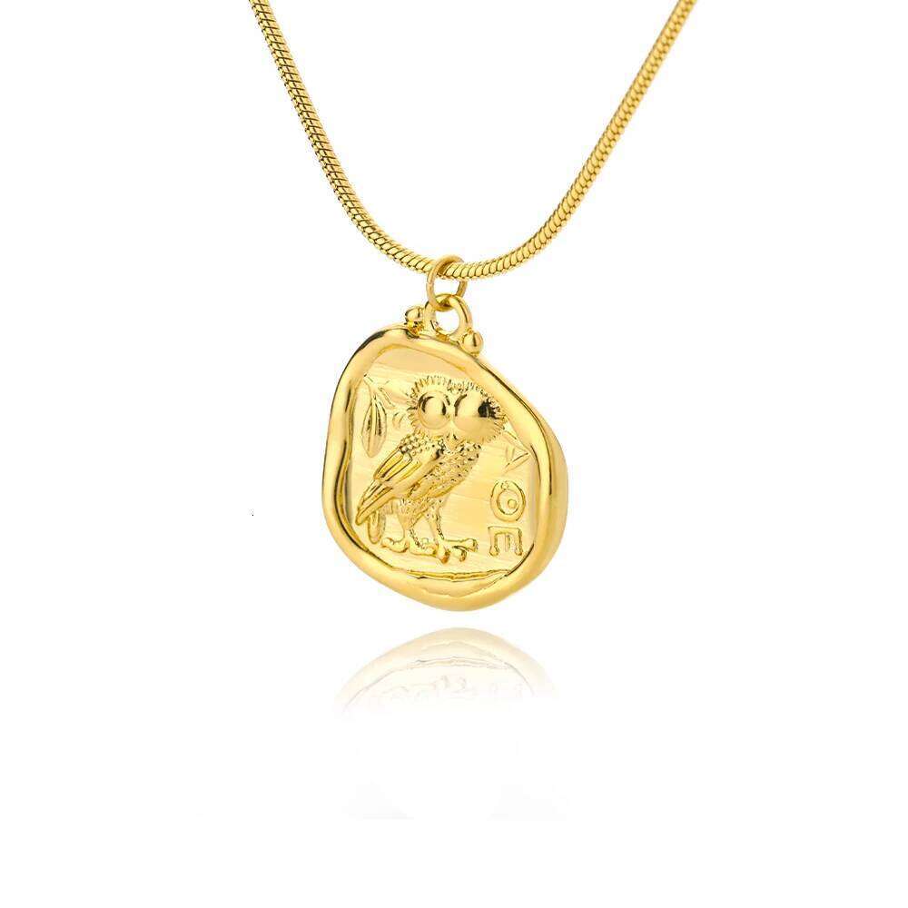 Vintage Coin Necklaces For Women Men Owl Pendant Necklace Collar Bohemia Carved Freedom Letter Jewelry Gift Bijoux Femme H260312