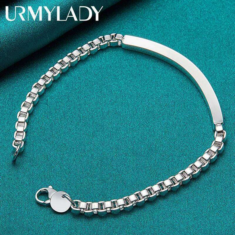 URMYLADY 925 Sterling Silver 4mm Box Laugh Chain Bracelet For Women Man Wedding Party Fashion Charm Jewelry Z260313