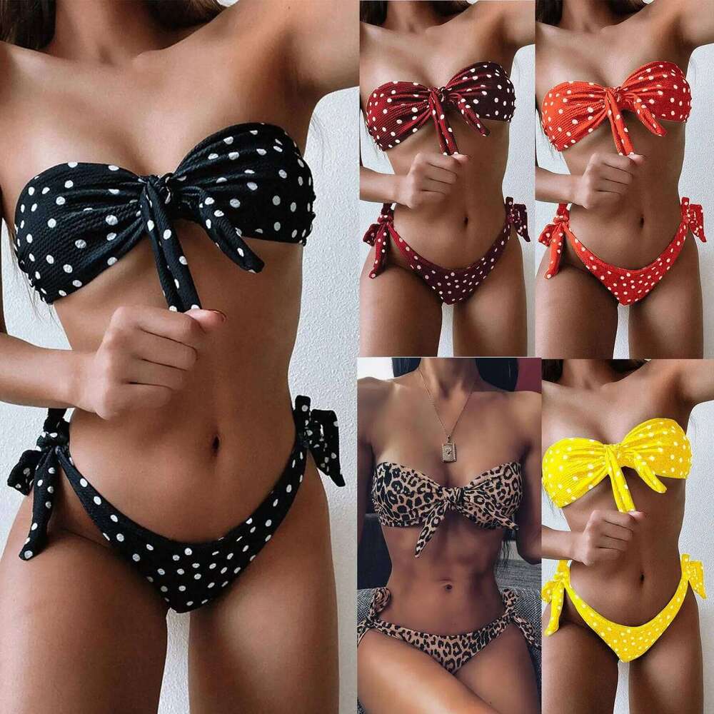 2023 Women's Swimsuit Sizzler Dot Print Sexy Bikini Split High Waist Swimwear Brazil Bathing Suit Y260303