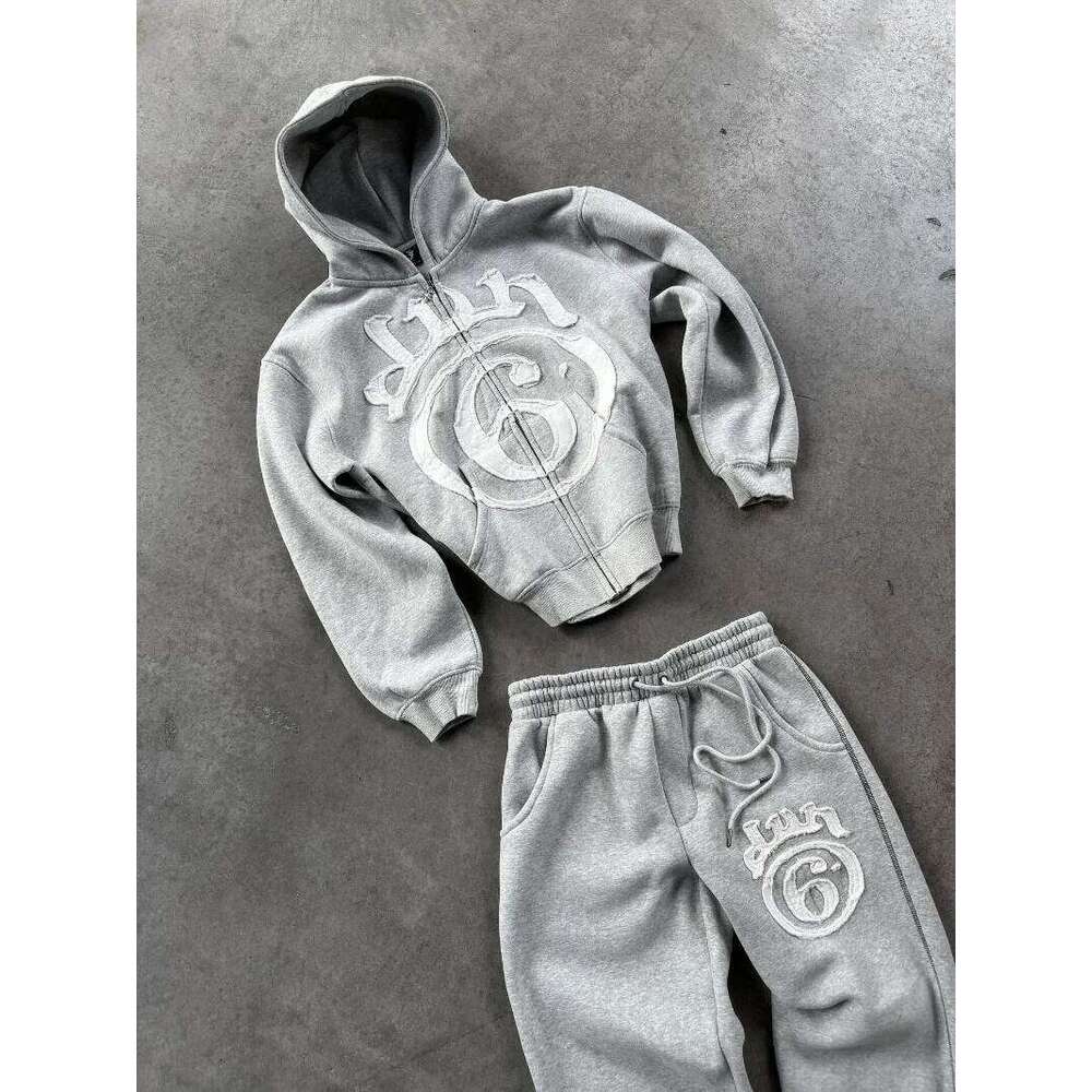 Y2K Clothing New Fashion Letter Embroidery Patch Zipper Hooded Sweater Men Gothic Harajuku Hip Hop Popular Casual Sweatshirt 26Y0313