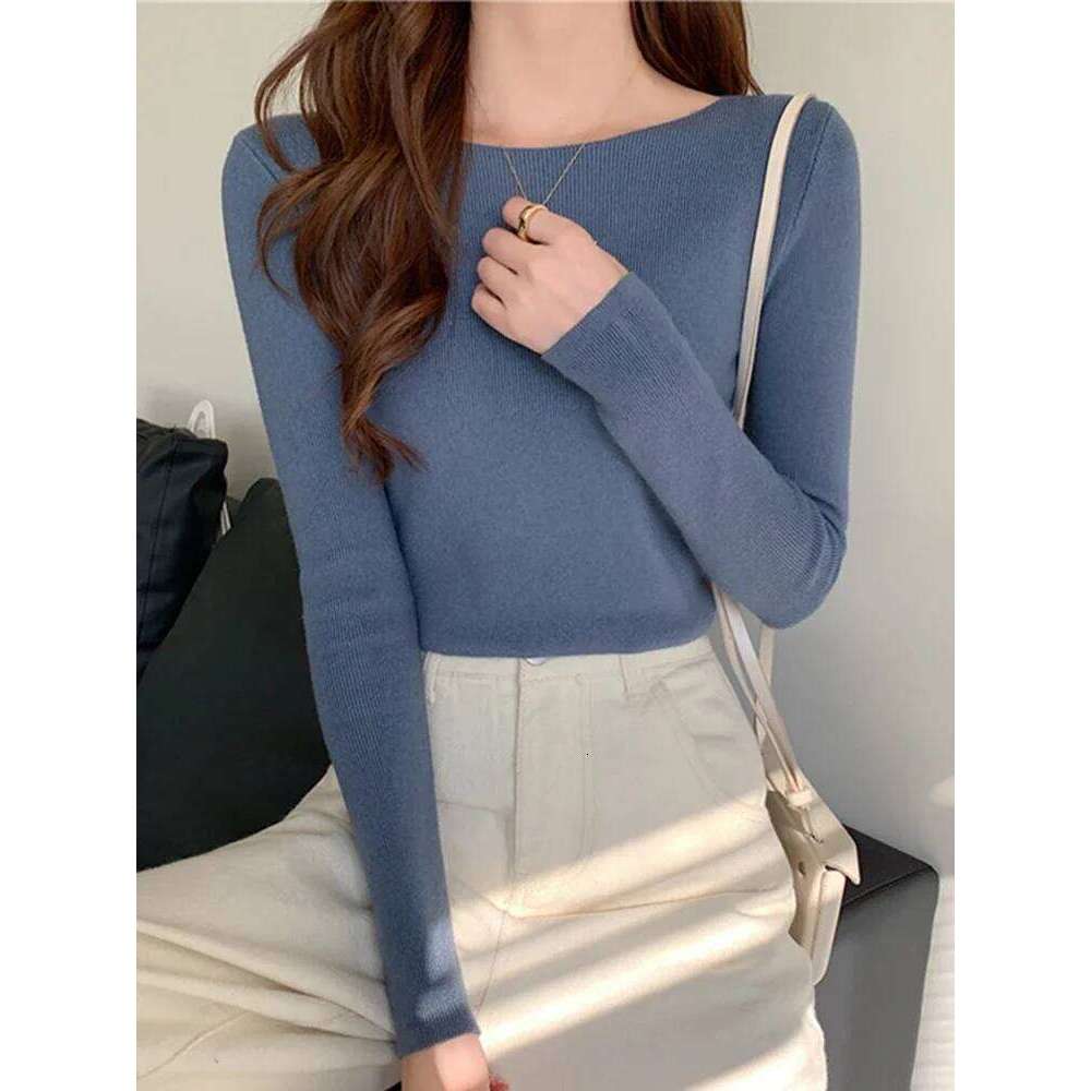 ITOOLIN Autumn Winter Women Sweaters Slash Neck Slim Knitted Pullovers chic Basic Solid Jumper Female Sweater Casual Jersey Tops Z260313