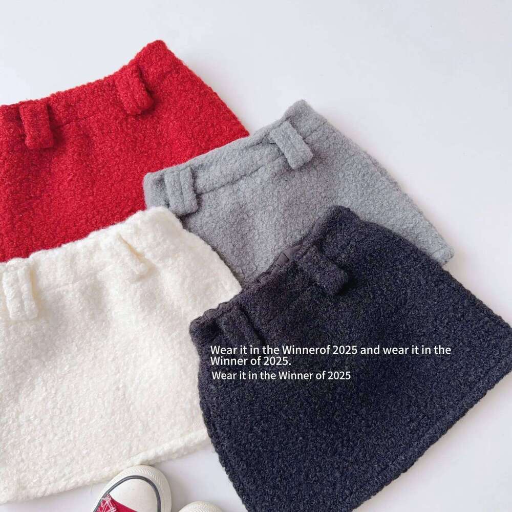Childrens Winter Fleece Solid Plus Velvet Infant Babys Trendy Elastic Waist Toddler Kids Girls Skirts Z260314