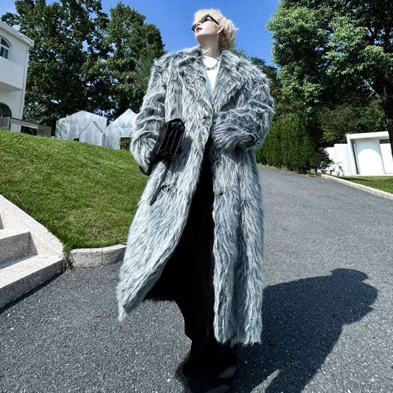 LUZHEN Winter Velvet Thickened Long Over The Knee Faux Fur Coat High-end Korean Trendy Handsome Classy Men's Outerwear LZ6697 Z260313