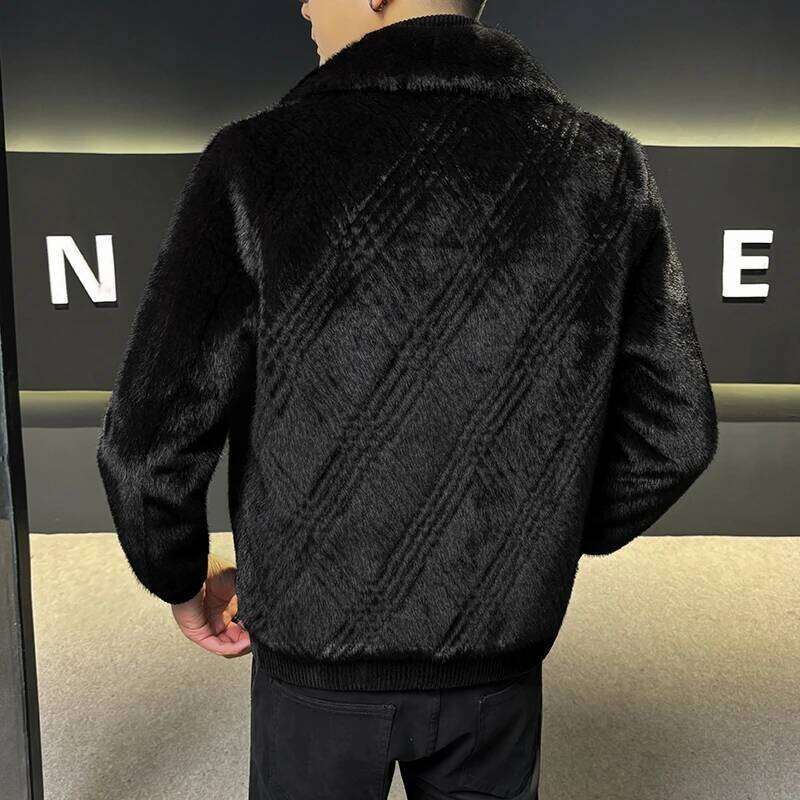 Autumn Winter Mink Jacket Men's Thick Warm Leather Jackets Flip Collar Casual Business Faux Fur Coats Men Clothing Z260313