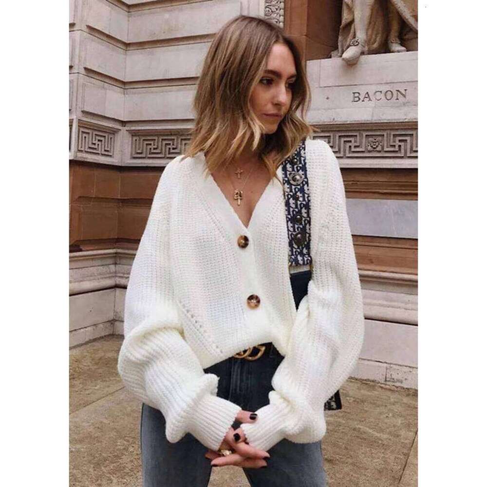 Grey Cardigan Sweater Women Cozy Soft Knit Button Up V-Neck Jumper Basic Knitwear Autumn Winter Outfit Z260313