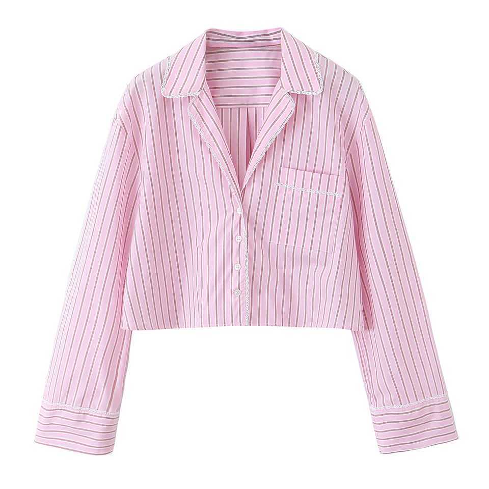 DUOPERI Women Y2K Fashion 3 Pieces Sets Pink Striped Shirt Trousers With Belt Thin Straps Tops Feamle Chic Pants Sets M260313