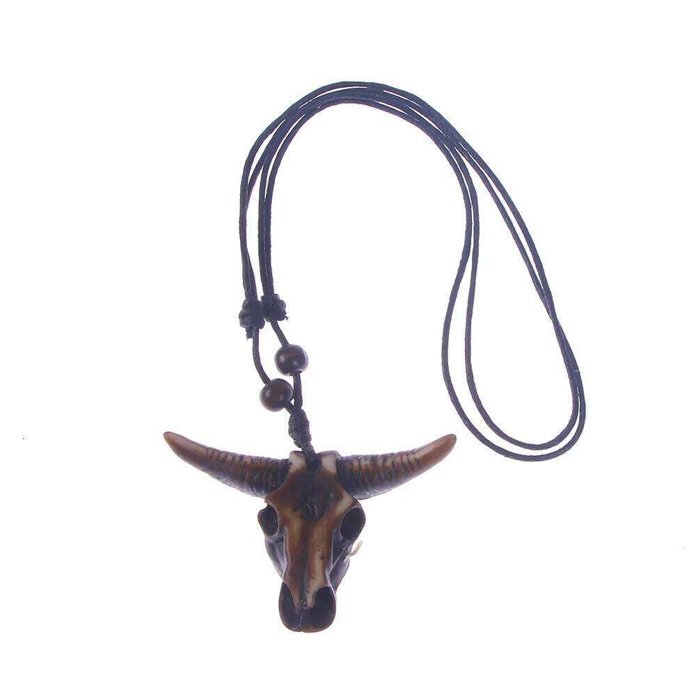 Ethnic Resin Gothic Skull Bull Head Pendant Adjustable Long Chokers Men's Necklace Animal Owl Charm Jewelry For Best Friend H260312
