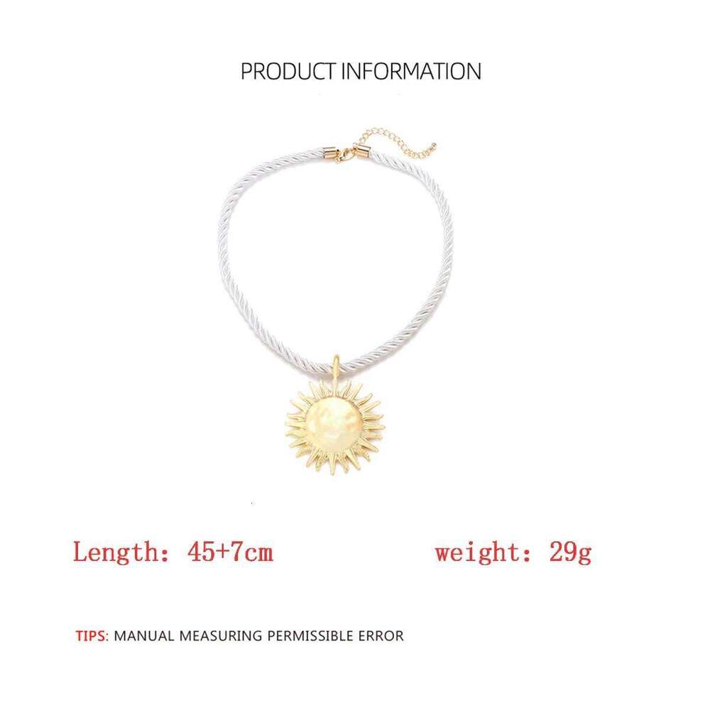 ZAA Vintage Metal Sun Flower Pendant Necklace for Women Rope Chain Collar Jewelry Beach Party Fashion Accessories Gift H260312