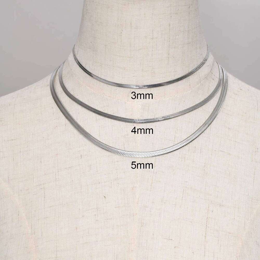 Stainless Steel Width 3mm/4mm/5mm Flat Snake Chain Choker Necklaces for Men H260312