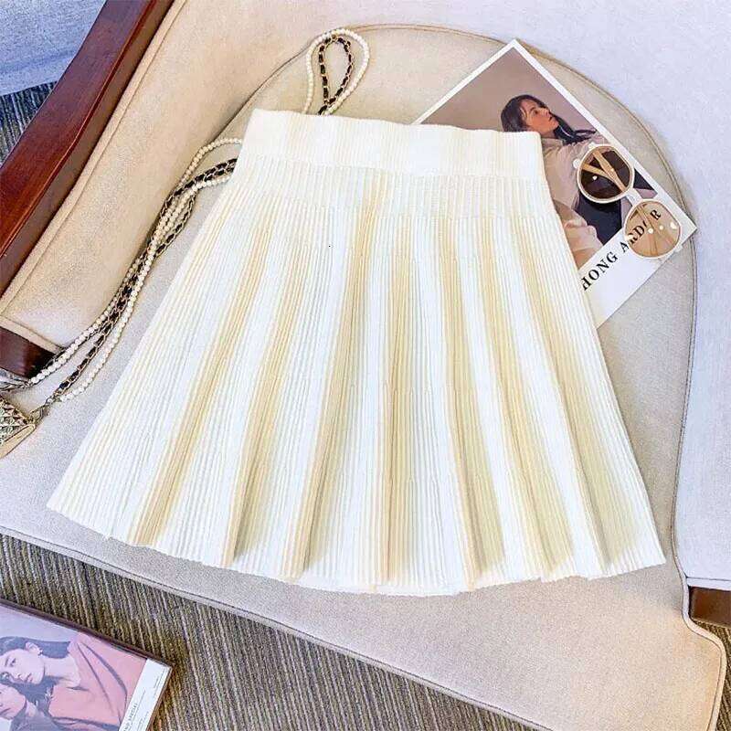 women's Basic Knit mini College Style Cute Student Pleated short Skirts Woman Solid Color All-Match High Waisted Skirt Z260314
