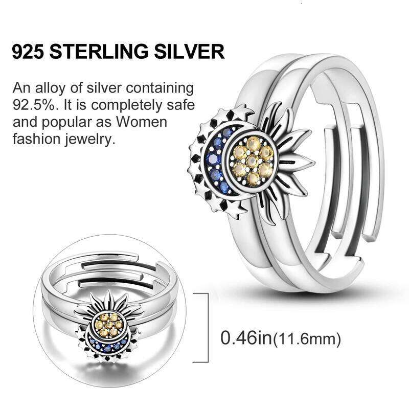 Shooting Stars Open Rings Sterling Silver Woman Plata De Ley 925 Star Couple Suit Ring Party Festival Gifts H260312