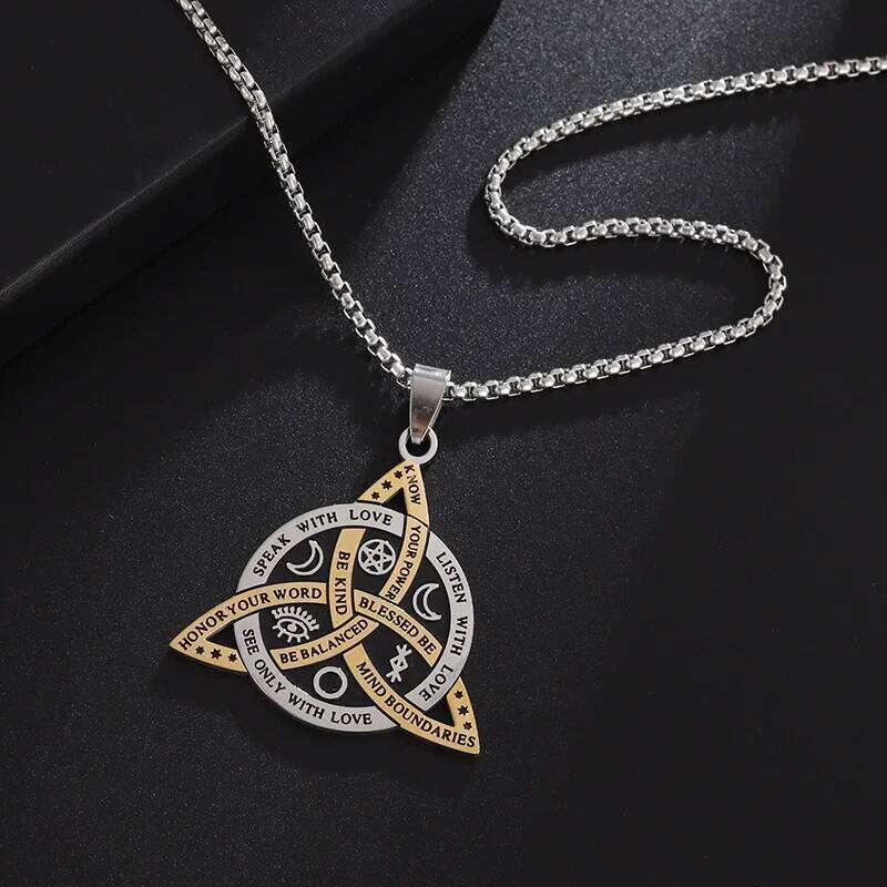 Stainless Steel Triquetra Symbol Celtic Witch Knot Pendant Necklace For Men Witchcraft Jewelry H260312