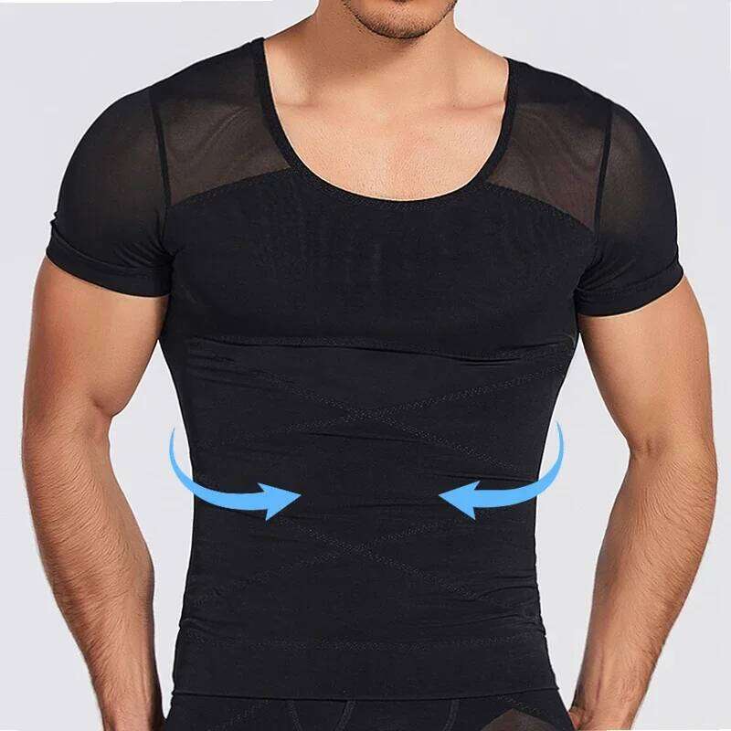 CXZD Men's Compression Shapewear Vest Undershirt Tank Top Workout Shirts Tummy Slimming Abdomen Body Shaper Waist Tops 26Y0313