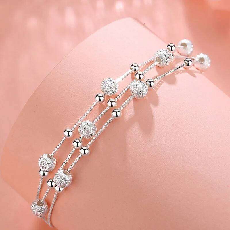 925 Sterling Silver Lucky Bead Bracelets Woman Fashion Elegant Multi-layer Adjustable Ball Bracelet Luxury Party Jewelry Gifts Z260313