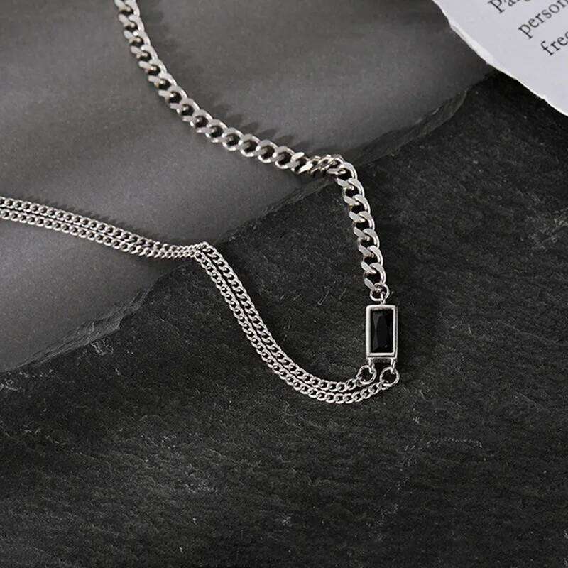 Foxanry Black Zircon Asymmetry Chain Chokers Necklaces For Women Girls Creative Elegant Fashion Simple Anniversary Jewelry Gifts H260312