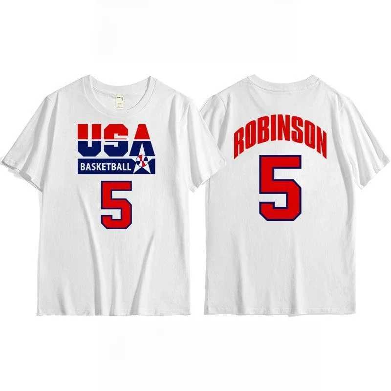 Us mens basketball team training T-shirt top retro sporty casual short-sleeved breathable quick-drying high-quality sportswear D260313