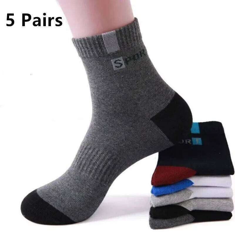 5 Pairs Breathable Bamboo Fiber Light Business Absorb Sweat Deodorant Men Tube Ankle Nonslip Socks For Spring Summer And Autumn Z260313