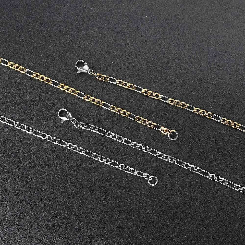 Men 's Figaro Chain Necklace Stainless Steel Minimalist 3mm 60cm Gold Color Fashion New Hip Hop Jewelry Gift Collar Hombres H260312